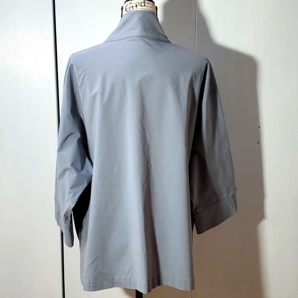 Marla Wayne |Womens Light Gray Blazer Cape Coat Dressy Neutral Evening Wear Sz.M - Picture 3 of 6